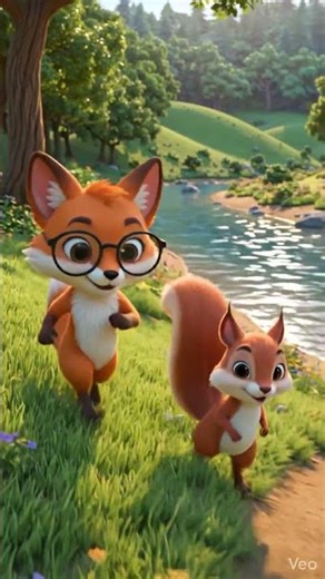 Fox squirrel begin descending toward #cartoonseries #cuteanimals #3danimation #animation#cutecartoon