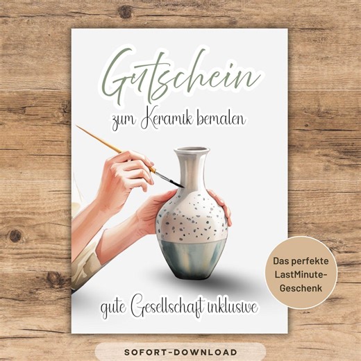 Printable Voucher Painting Ceramics, PDF Download, Last Minute Gift Idea, Available Immediately, Gift for Her, Gift for Him - Etsy