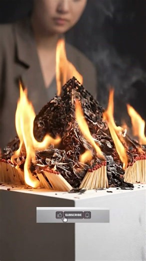 Burning Matchstick Pyramid Sculpture 🔺🔥 #ai #pyramid #shortvideo
