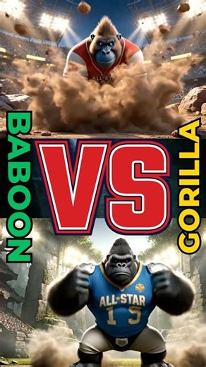 Gorilla vs Baboon 🦍🔥 Who Wins This Primate Battle? | AllStar Beasts Showdown h