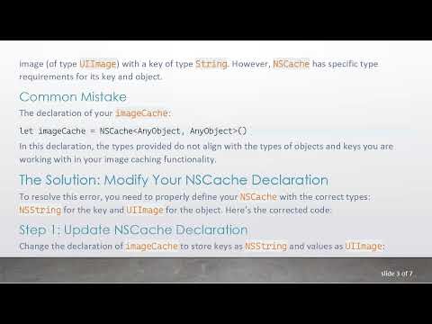 Solving the Cannot invoke 'setObject' Error in NSCache for Swift Image Caching