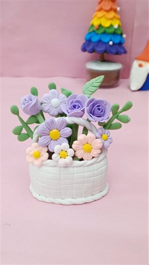 Mini Flower Bucket 🌸🪣 | Clay Flower DIY | Satisfying & Aesthetic Handmade Art #diy