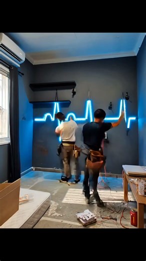 Viral Neon Bedroom Makeover 🔥 LED Heartbeat Wall Setup #shorts