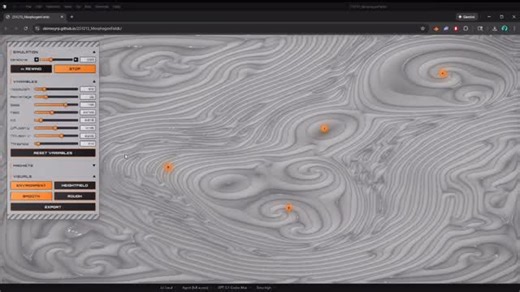 ekim on Instagram: "Vibecoded custom Morphogen Fields web app, prompted with @openai Codex - Try it out here: https://ekimroyrp.github.io/251213_MorphogenFields/ - Using techniques taught in my @designmorphine webinar “Vibecode Parametrics V1.0” where we make custom apps by prompting, which is on YouTube now: https://youtu.be/v2G1j0wgiXA - See all my vibecoded apps here: github.com/ekimroyrp?tab=repositories . . . . . . #parametric #vibecode #ai #openai #code #apps #prompt #grasshopper3d #sidefx