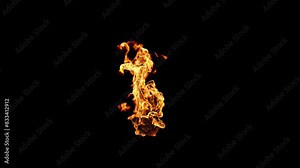fire on alpha channel. an isolated torch fire. loop fire flame isolated. realistic fire