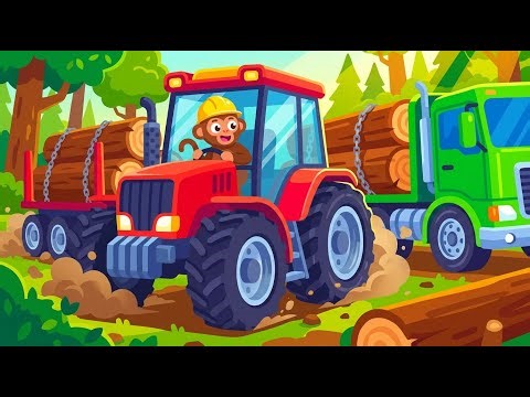 Monkey's Big Farm Trouble: The Giant Wood Log is Too Heavy! 🚜 | MonkeyFarm 2D Animation