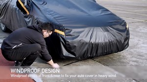 kayme Car Cover for Automobiles All Weather Waterproof with Lock and Zipper Door, Outdoor Cover Sun Uv Rain Protection, Fit Sedan (186 to 193 Inch) H3/Black