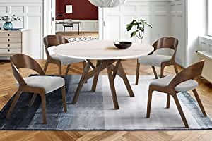 Armen Living Venus Polly 5 Piece Walnut Dining Set, Gray