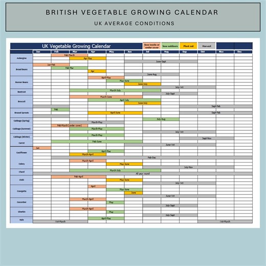 British Vegetable Growing Calendar   Blank Planner | UK Printable Vegetable Sowing & Planting Guide Allotment Chart Sow, Grow, Harvest PDF - Etsy Canada