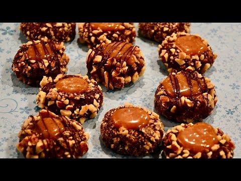 SITNI KOLACI- ODLICNI KEKSICI SA BADEMIMA I KARAMELOM (TURTLE THUMBPRINT COOKIES)