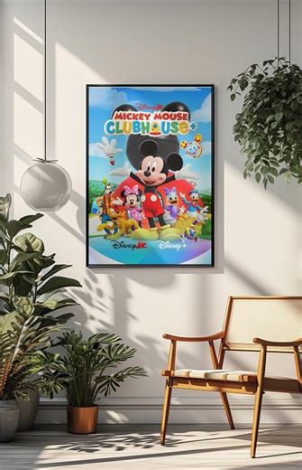 Mickey Mouse Clubhouse Poster | Disney Cartoon Wall Art | Kids Room Decor | Cute Nursery Print | Classic Disney Character Poster