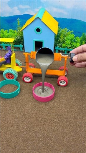 😱 Real Working Mini Tractor Making Cement Pillar | Amazing DIY Construction Machine 🚜 #shorts