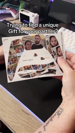 Not sure what to get your partner? Why not put pictures onto their ps5 or other controllers with a controller skin featuring your own pictures. Makes for a one of a kind gift #giftideas #ps5controller