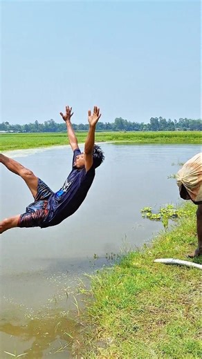 The cow threw the cow dung into the water.
