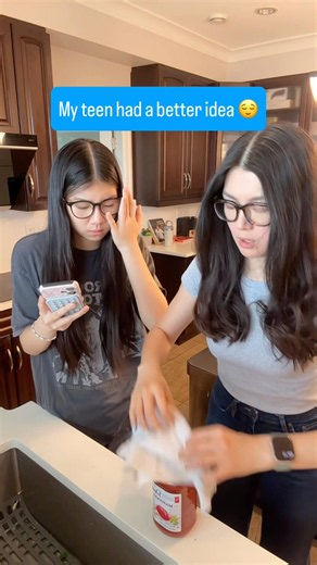 My teen was convinced she had a better way 😭 #funnyvideo #comedy #kitchenhacks #relatable