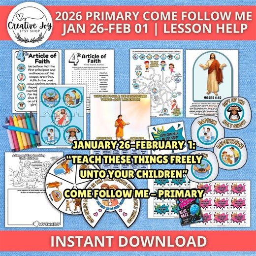 2026 Primary Come Follow Me Lesson Help Jan 26–feb 1 | Genesis 5, Moses 6 | God Can Help Me Do Hard Things | LDS Primary Activity Printables - Etsy
