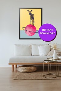 Printable Animal Poster, Deer, Bright Colors, Minimalistic Design, Collage Abstract, Duotone Poster, Instant Download - Etsy UK