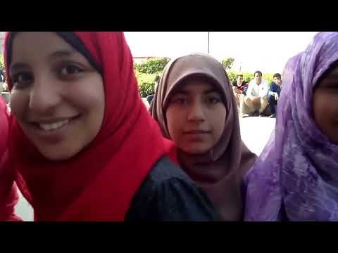 Alexandria Egypt with young Moslem girls awaiting entrance with their school class to famous library