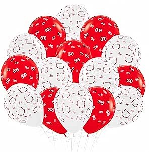 Cat Kitty Balloons/Bow Balloons for Girls Kitty Theme Party/Baby Shower Girl Gender Reveal Supplies/Cute Anime Decoration/Hello Cat Kawaii Birthday(20 PCS Red)