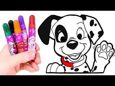 Dibuja y Colorea a un Perro Dalmata 🐶🌈 Dibujos de Disney