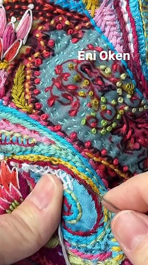 Another intuitive freestyle embroidery, still WIP. I started this one by adding some irregular patches and scraps of fabric over a rectangle of felt, more in line with what I have seen other slow stitchers do. And yet… I think I still prefer starting over an almost entirely smooth surface. The results of this one may be a bit more intricate and fun, but I found that the process of embroidering over a patchwork was LESS soothing and meditative. I almost gave up several times, the ugly stage refus