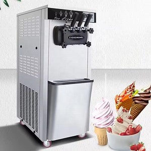 Commercial Automatic Soft Serve Ice Cream Maker Machine New Home Use Three Flavors Yogurt Milk Chocolate Water Economical Motor