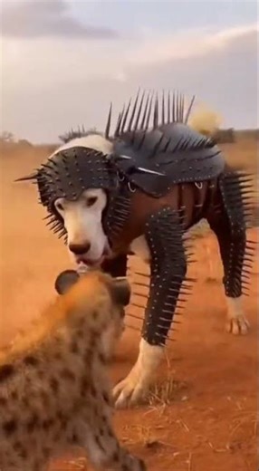 A trained and equipped giant Alabai does not allow hyenas to get close.