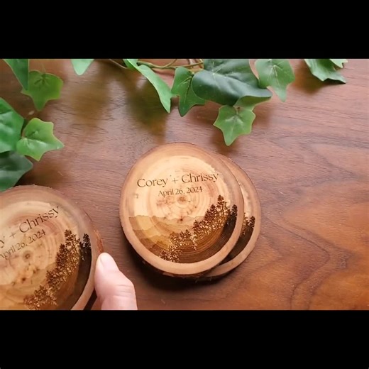 Customized Wedding Favors Bulk Engraved Wooden Coasters Western Style Reception Gifts for Guests All Natural Party Favors With Your Design - Etsy