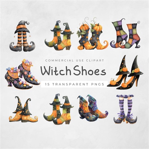 Witch Shoes Clipart, Halloween PNG Art, Whimsy Crafts, Sublimation, Stickers, and Printable Designs - Etsy