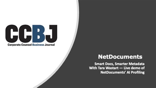 Smart Docs, Smarter Metadata With Tara Wastart — Live Demo of NetDocuments’ AI Profiling