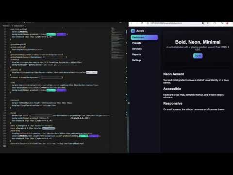 Aurora Sidebar Menu | Neon Gradient Sidebar with Pure HTML & CSS