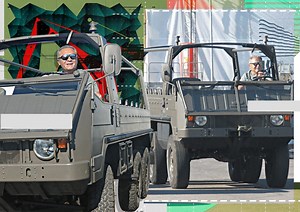 Apariție ca-n filmele cu Rambo, la Mamaia! Marcel Butuza, ”Regele asfaltului” din Brașov, a ajuns la restaurant cu un automobil militar!