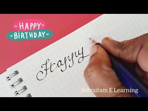 #Happy #birthday in #cursivewriting, how to write happy birthday in cursive writing