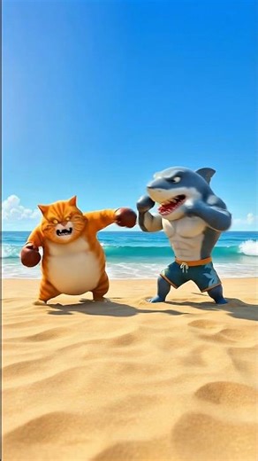 Funny Cat vs Shark 🦈🐱 #cat #shark #funny #fun #usaanimation