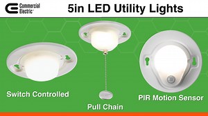 Commercial Electric 5 in. Closet Light with Pull Chain Utility Light LED Flush Mount Ceiling Light 650LM 7W Bright White 4000K (12-Pack) 564212411-12PK