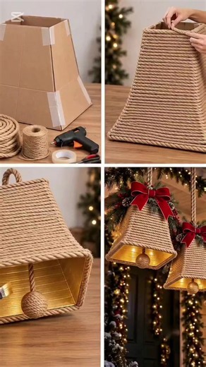 Decoración DIY con caja de cartón y cuerda — idea fácil y bonita