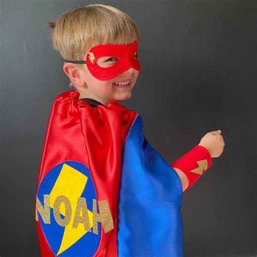 Personalized Superhero Cape: Kids Satin Costume With Glitter Name - Etsy