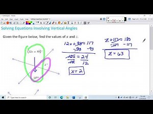 Solving Equations Involving Vertical Angles