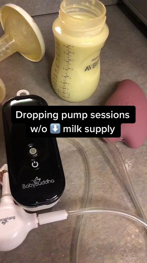 Dropping a pump session means adjusting pump schedule by reducing the total number of times pumped per day: it can be such a relief to drop a night pump or day pump. At 3 months, once supply regulates, is a good time to start thinking about decreasing pumps per day #pumpingtime #pumpingmama #droppingpumpsessions #exclusivelypumping #babiesoftiktok