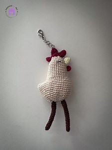 Crocheted Chicken Keyring: Tiny Nugget, Ecru Yarn - Etsy