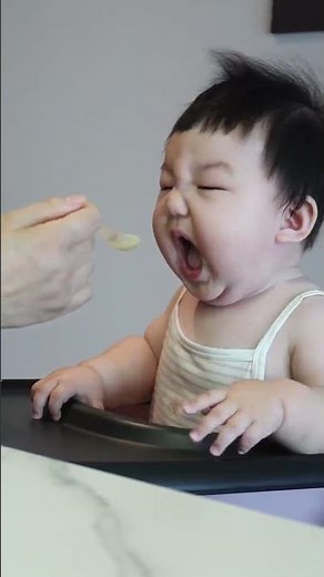 Little One Happily Enjoys Complementary Food 🥣 #babyfood #complementaryfeeding #mealtime