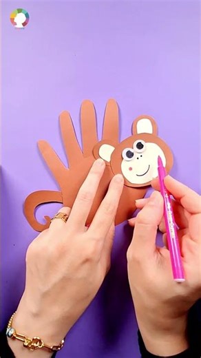 Fun DIY Monkey Craft | #youtubeshorts #monkeycraft #diycrafts #handprintart #cartoon