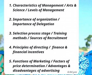 Characteristics of Management / Arts \& Science / Levels of Man... | Filo