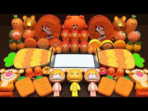 SPECIAL ORANGE SLIME | Mixing Random Things into Glossy Slime | Satisfying Videos #419