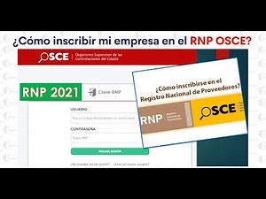 COMO INSCRIBIRSE EN RNP REGISTRO NACIONAL DE PROVEEDORES 2021