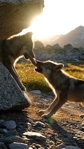 Wolf Pups vs. Stick: The Ultimate Tug-of-War! 🐺🪵☀️ #Shorts