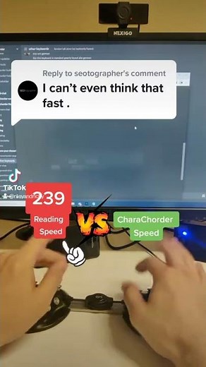 The average speed a human being can process text is only 250 wpm 😁 #charachorder #typing #keyboard