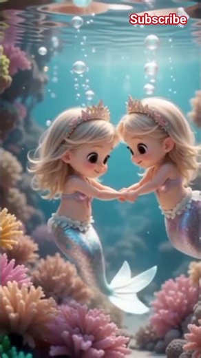 “Two Cute Baby Mermaids Playing Underwater 🧜‍♀️✨”#BabyMermaids #CuteMermaids #MermaidBabies