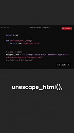How to Unescape HTML in Python | Quick Python Tips | #shorts #python