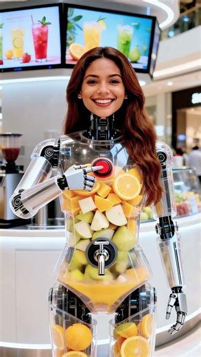 The Fruit-Loaded Robot That Pours Fresh Juice 🤖🍊 (Mango • Papaya • Pomegranate)#shortsvideo
